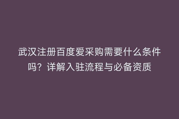 武汉注册百度爱采购需要什么条件吗？详解入驻流程与必备资质
