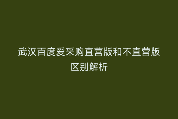 武汉百度爱采购直营版和不直营版区别解析