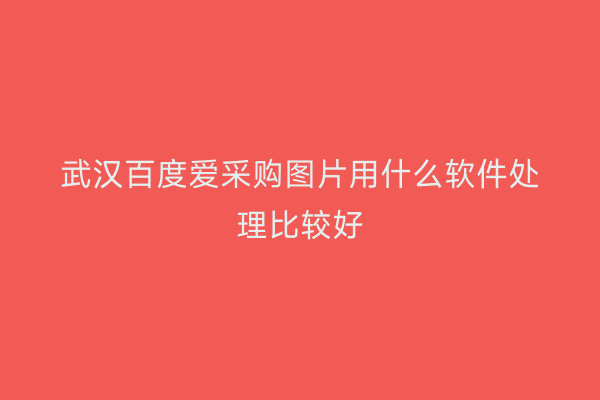 武汉百度爱采购图片用什么软件处理比较好