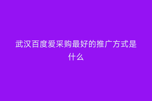 武汉百度爱采购最好的推广方式是什么