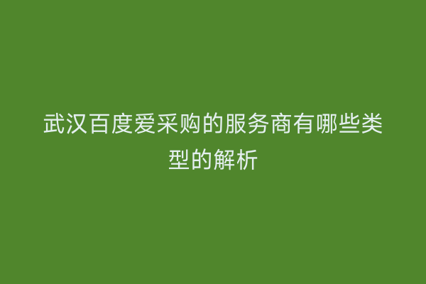 武汉百度爱采购的服务商有哪些类型的解析