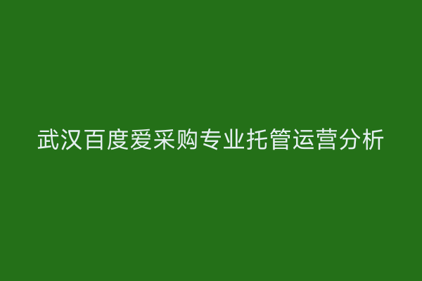 武汉百度爱采购专业托管运营分析