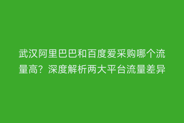 武汉阿里巴巴和百度爱采购哪个流量高？深度解析两大平台流量差异