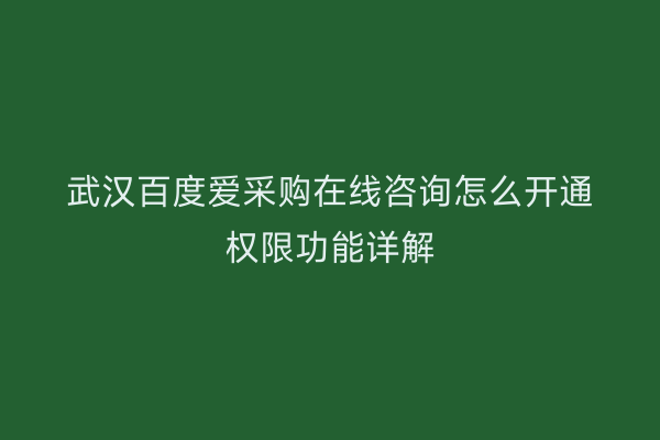 武汉百度爱采购在线咨询怎么开通权限功能详解