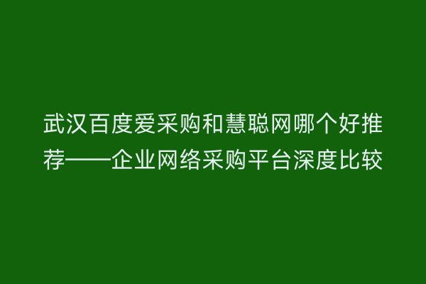 武汉百度爱采购和慧聪网哪个好推荐——企业网络采购平台深度比较