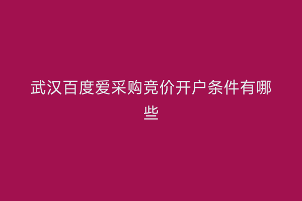 武汉百度爱采购竞价开户条件有哪些
