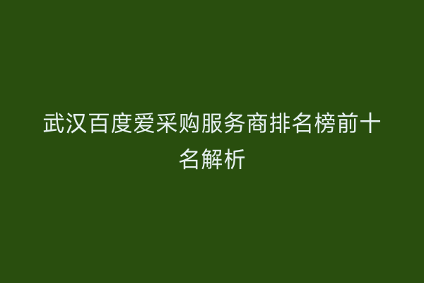 武汉百度爱采购服务商排名榜前十名解析