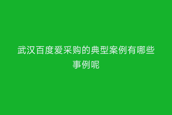 武汉百度爱采购的典型案例有哪些事例呢