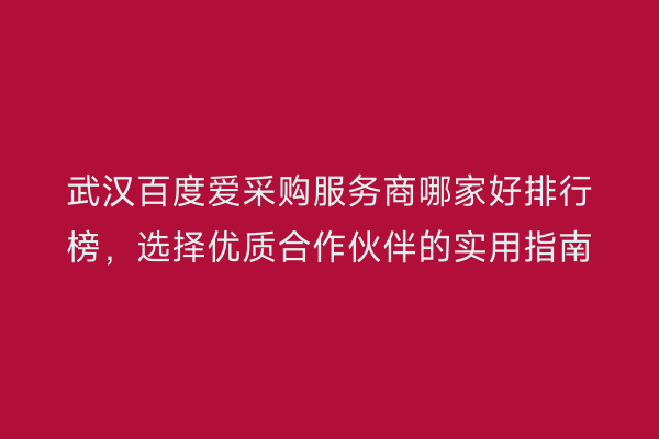 武汉百度爱采购服务商哪家好排行榜，选择优质合作伙伴的实用指南