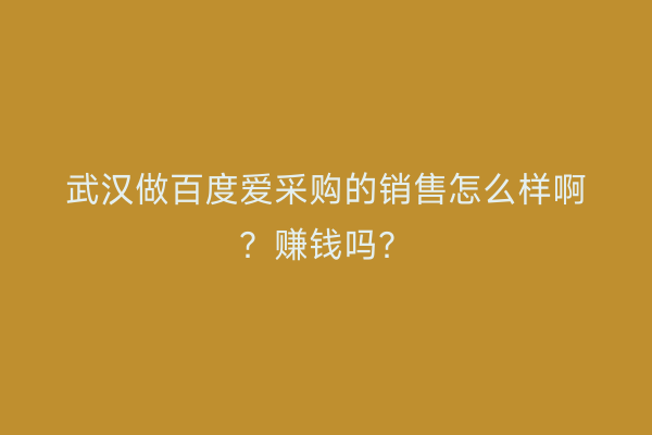 武汉做百度爱采购的销售怎么样啊？赚钱吗？