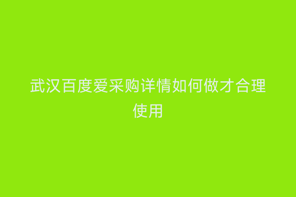 武汉百度爱采购详情如何做才合理使用