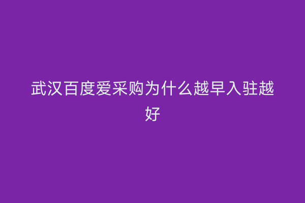 武汉百度爱采购为什么越早入驻越好