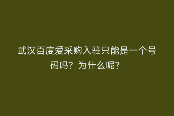 武汉百度爱采购入驻只能是一个号码吗？为什么呢？