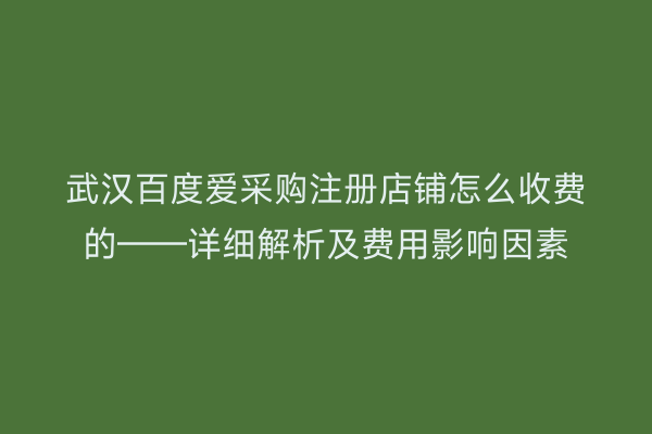 武汉百度爱采购注册店铺怎么收费的——详细解析及费用影响因素