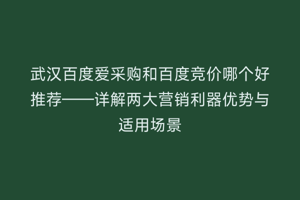 武汉百度爱采购和百度竞价哪个好推荐——详解两大营销利器优势与适用场景