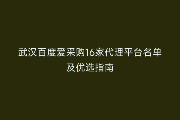 武汉百度爱采购16家代理平台名单及优选指南