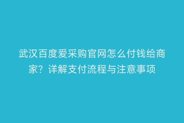 武汉百度爱采购官网怎么付钱给商家？详解支付流程与注意事项