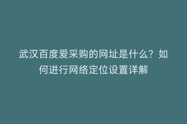 武汉百度爱采购的网址是什么？如何进行网络定位设置详解
