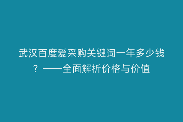 武汉百度爱采购关键词一年多少钱？——全面解析价格与价值