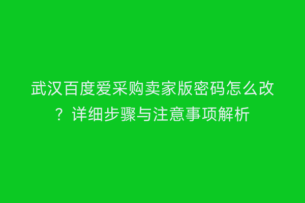 武汉百度爱采购卖家版密码怎么改？详细步骤与注意事项解析