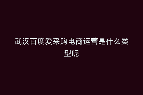 武汉百度爱采购电商运营是什么类型呢