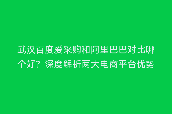 武汉百度爱采购和阿里巴巴对比哪个好？深度解析两大电商平台优势