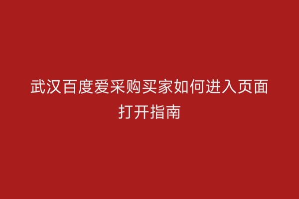 武汉百度爱采购买家如何进入页面打开指南