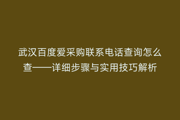 武汉百度爱采购联系电话查询怎么查——详细步骤与实用技巧解析