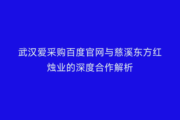 武汉爱采购百度官网与慈溪东方红烛业的深度合作解析