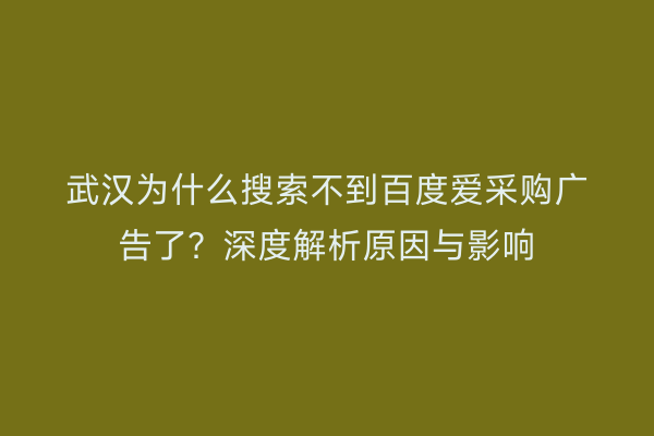 武汉为什么搜索不到百度爱采购广告了？深度解析原因与影响