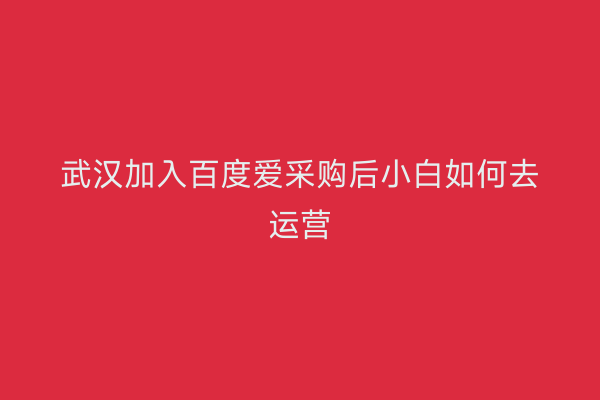 武汉加入百度爱采购后小白如何去运营