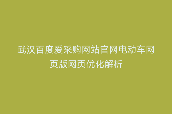 武汉百度爱采购网站官网电动车网页版网页优化解析