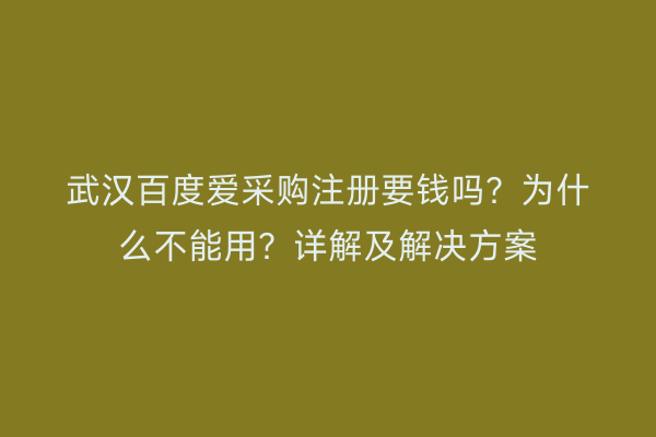 武汉百度爱采购注册要钱吗？为什么不能用？详解及解决方案
