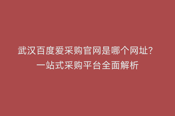 武汉百度爱采购官网是哪个网址？一站式采购平台全面解析