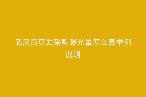 武汉百度爱采购曝光量怎么算举例说明