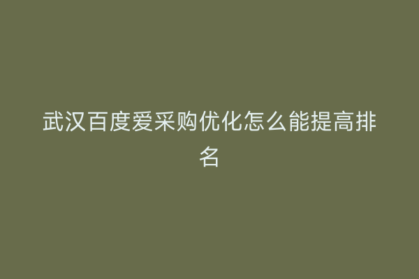 武汉百度爱采购优化怎么能提高排名