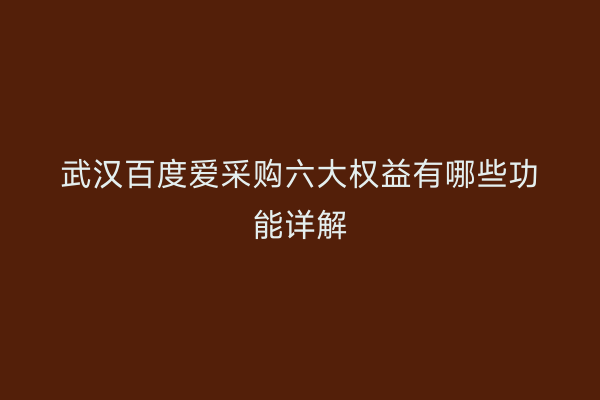 武汉百度爱采购六大权益有哪些功能详解