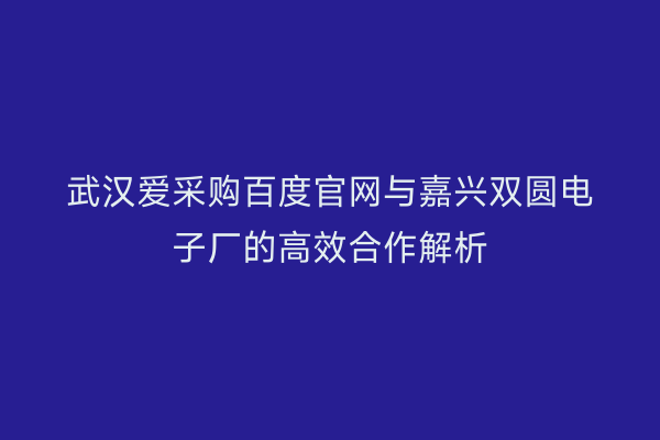 武汉爱采购百度官网与嘉兴双圆电子厂的高效合作解析