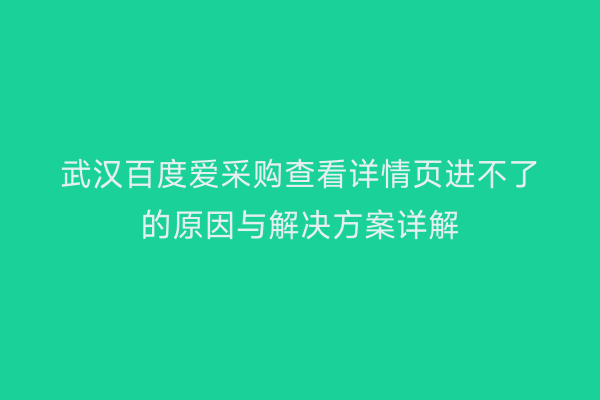 武汉百度爱采购查看详情页进不了的原因与解决方案详解