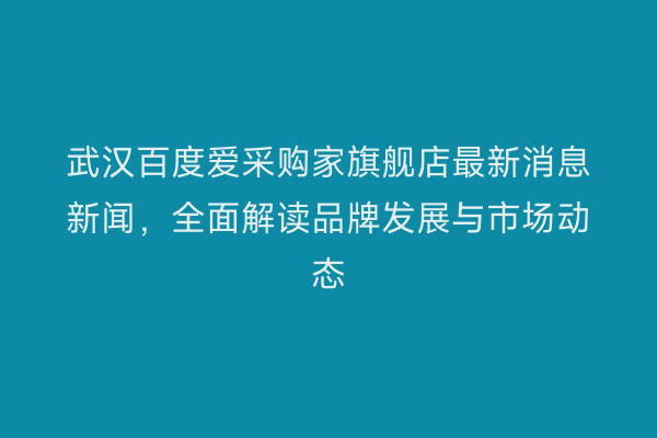 武汉百度爱采购家旗舰店最新消息新闻，全面解读品牌发展与市场动态