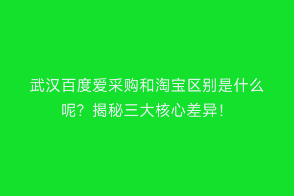 武汉百度爱采购和淘宝区别是什么呢？揭秘三大核心差异！