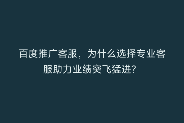 百度推广客服，为什么选择专业客服助力业绩突飞猛进？