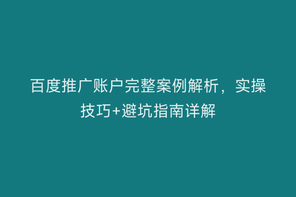 百度推广账户完整案例解析，实操技巧+避坑指南详解