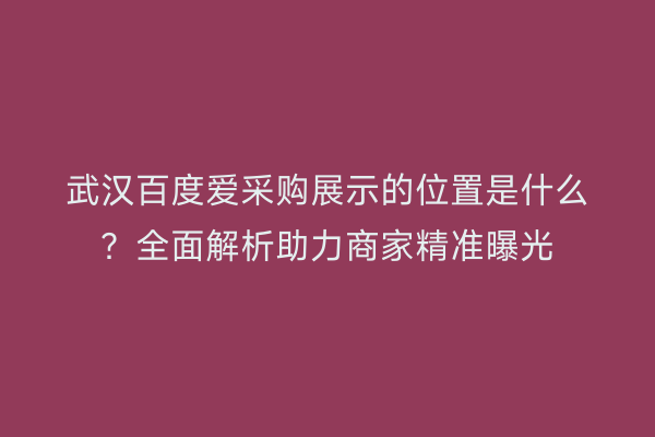 武汉百度爱采购展示的位置是什么？全面解析助力商家精准曝光