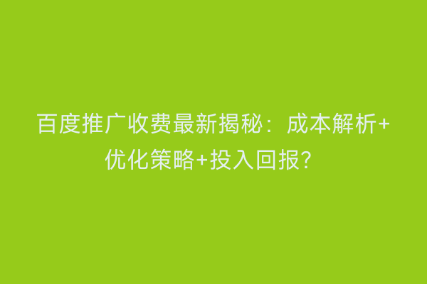 百度推广收费最新揭秘：成本解析+优化策略+投入回报？
