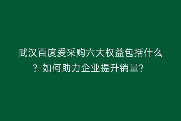武汉百度爱采购六大权益包括什么？如何助力企业提升销量？