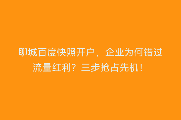 聊城百度快照开户，企业为何错过流量红利？三步抢占先机！