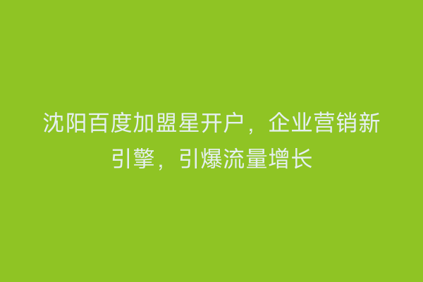 沈阳百度加盟星开户，企业营销新引擎，引爆流量增长