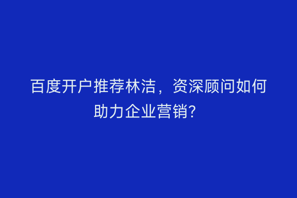 百度开户推荐林洁，资深顾问如何助力企业营销？
