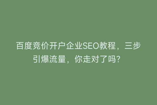 百度竞价开户企业SEO教程，三步引爆流量，你走对了吗？